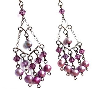 Pearl & Swarovski handmade silver earrings